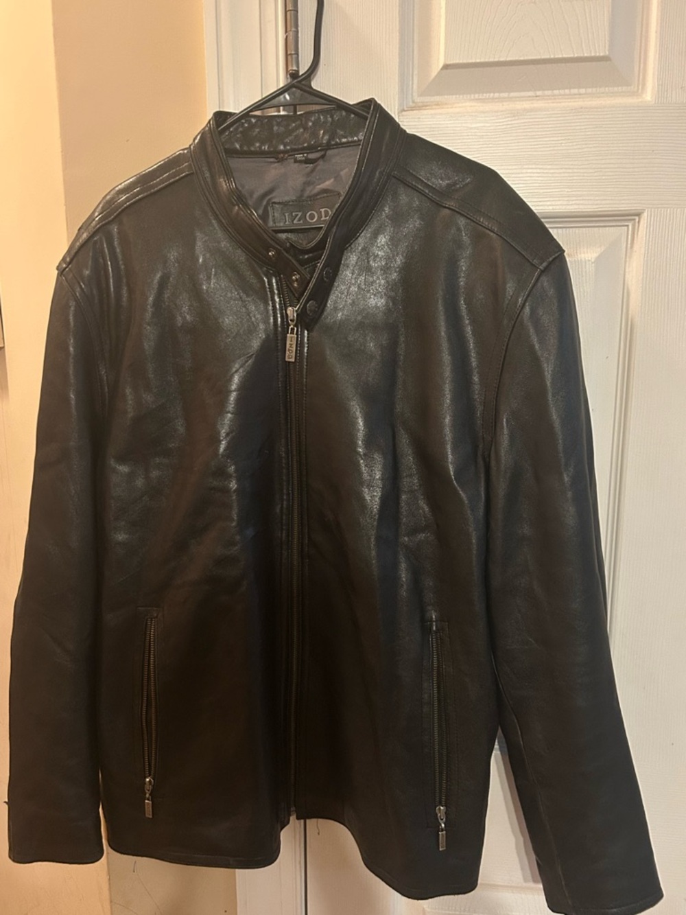 Izod Black Leather Zip Jacket